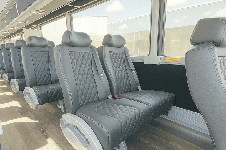 interior of Sacramento Coach Bus Service charter bus